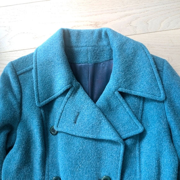 L' authentique Alpacama Royal Button Down Wool Long Green/Teal Coat. - Picture 2 of 7